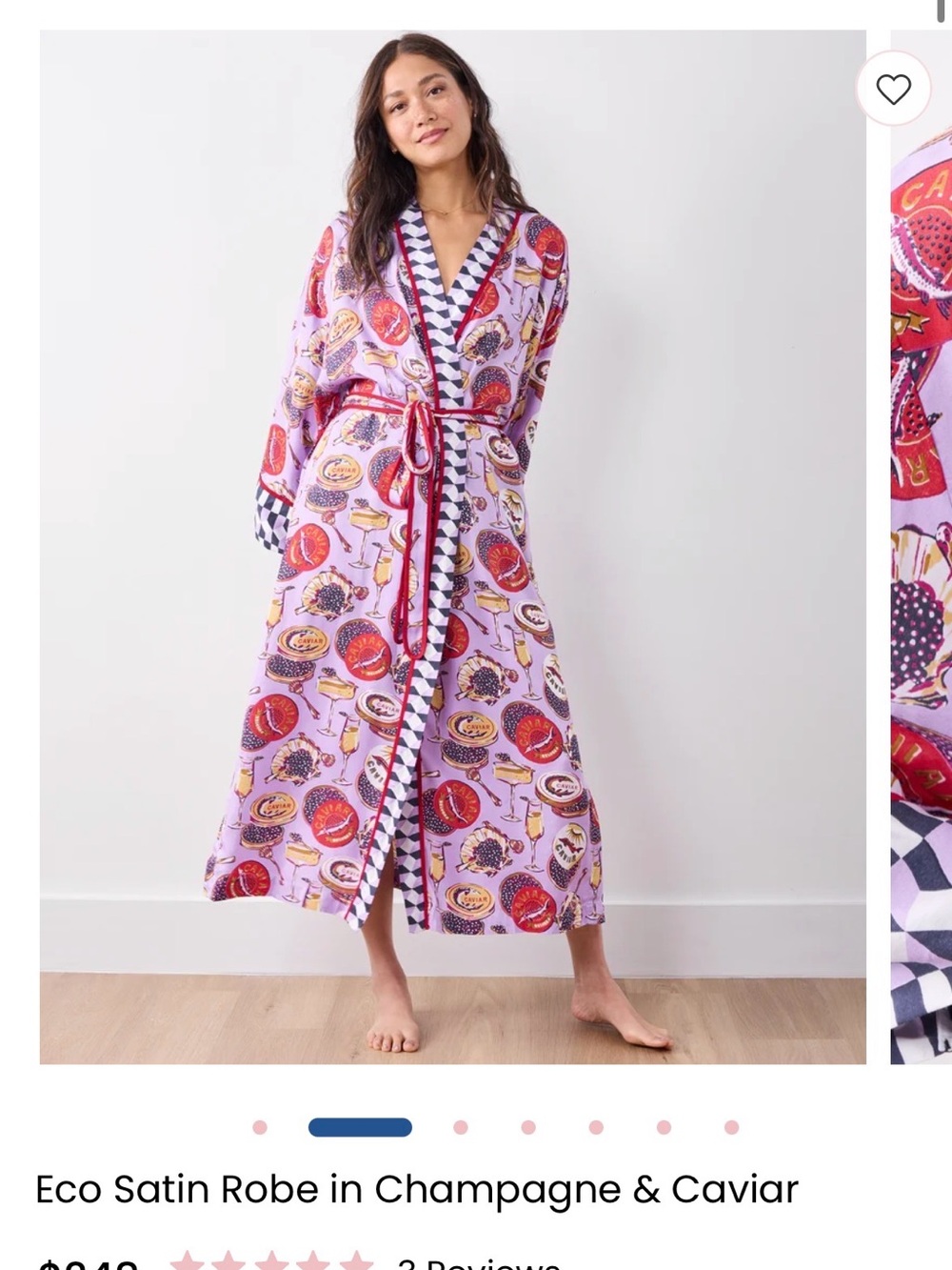 PrintFresh Eco Satin Robe in Champagne & Caviar